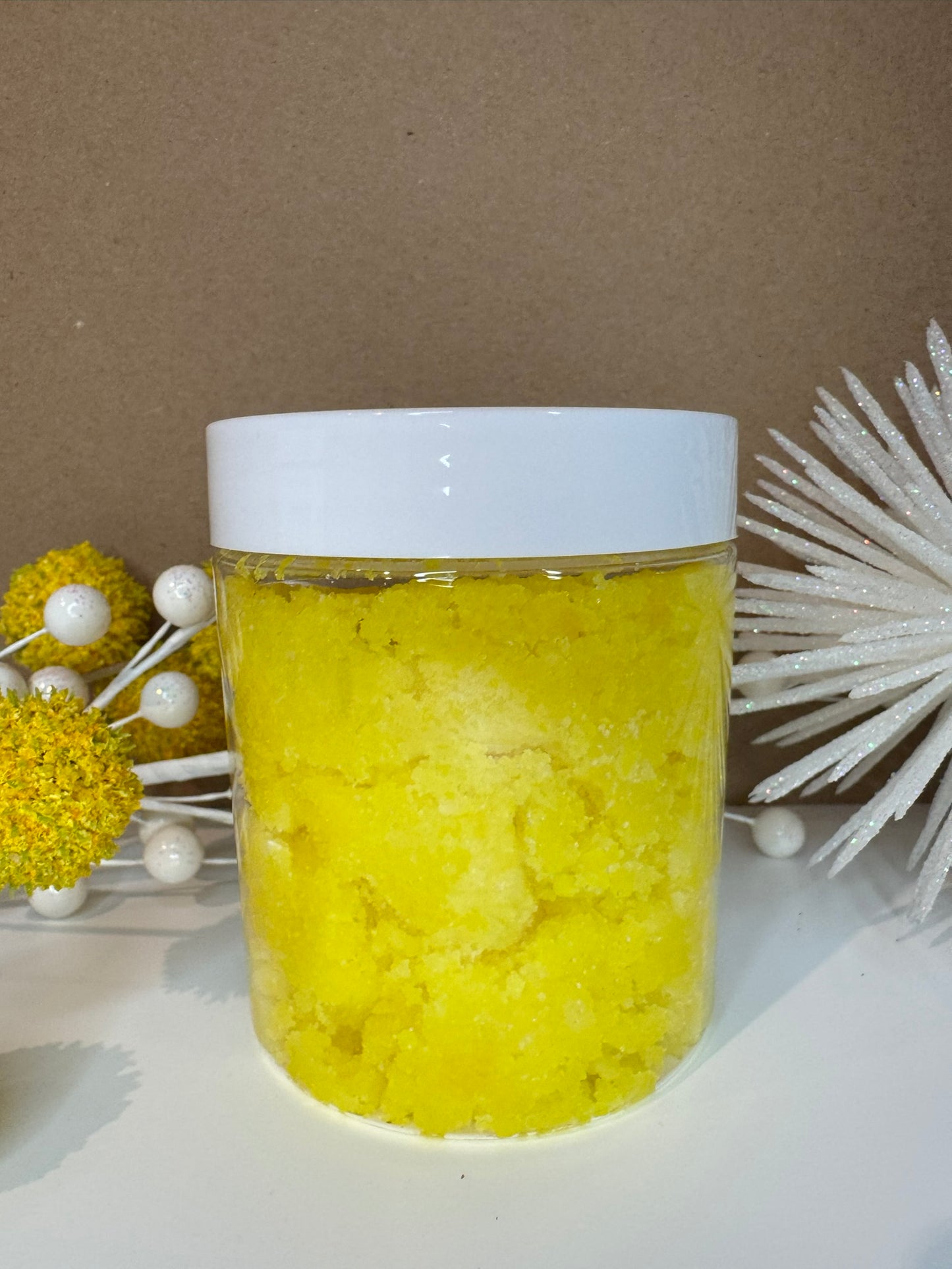 Contents of lemon vanilla sugar scrub