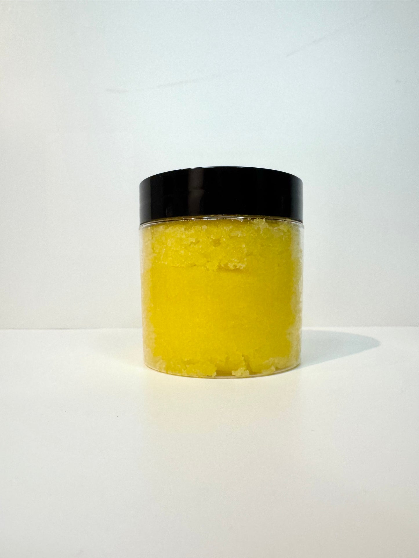 Yellow Sugar Scrub in a jar. Scented Lemon Vanilla