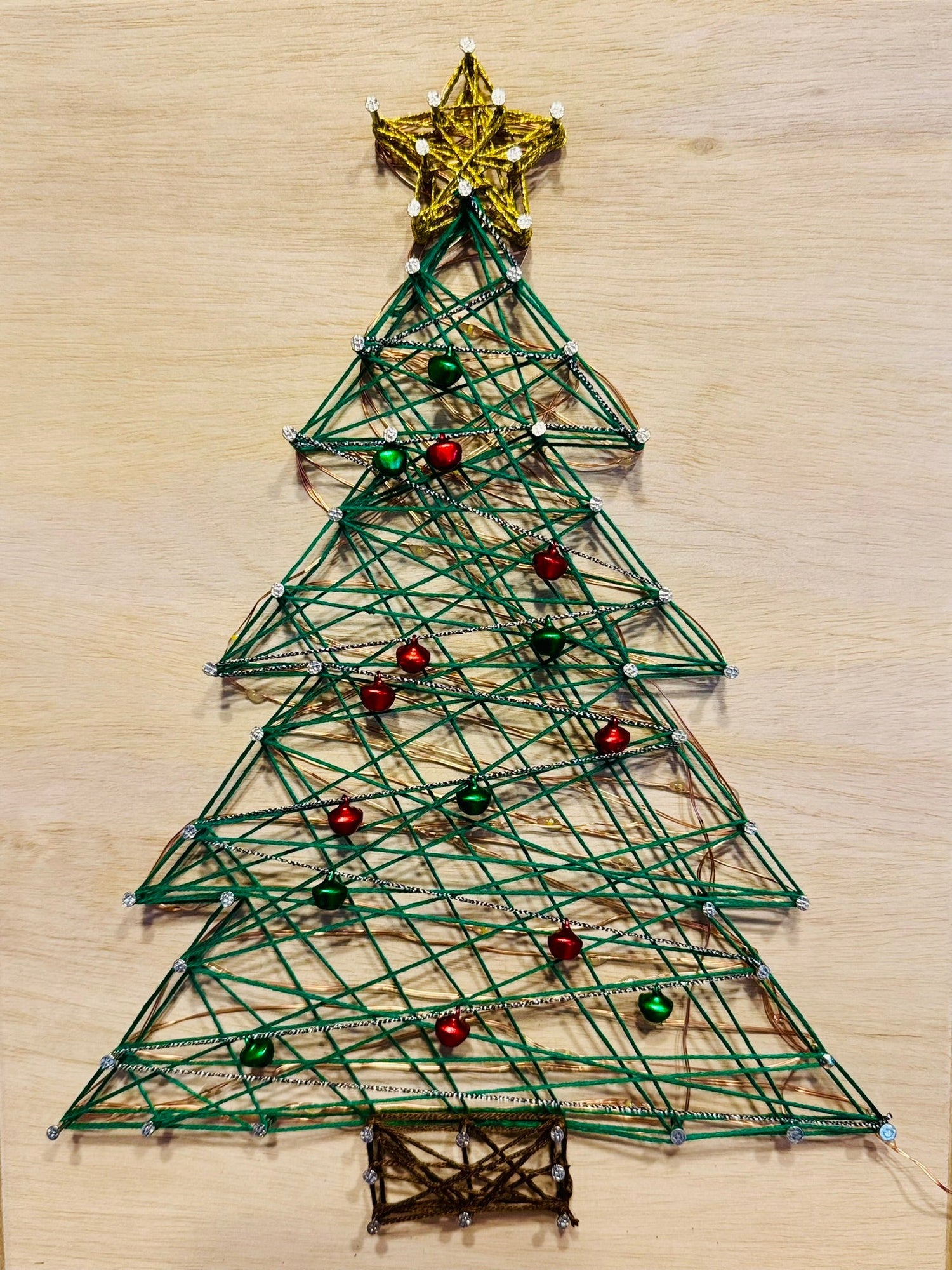 Christmas Tree String Art with ornaments