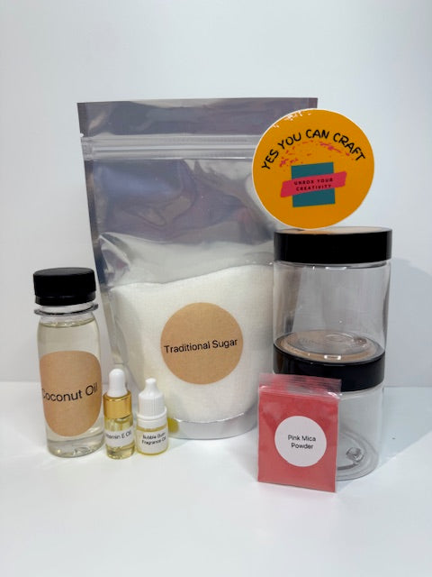 DIY Sugar Scrub Making supplies