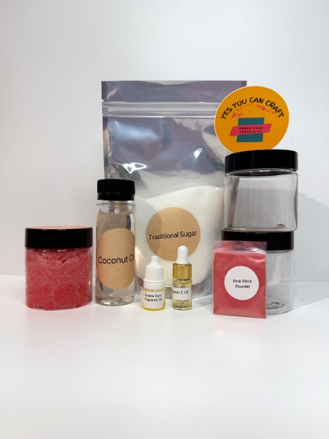 Bubble Gum Sugar Scrub Making Kit Contents