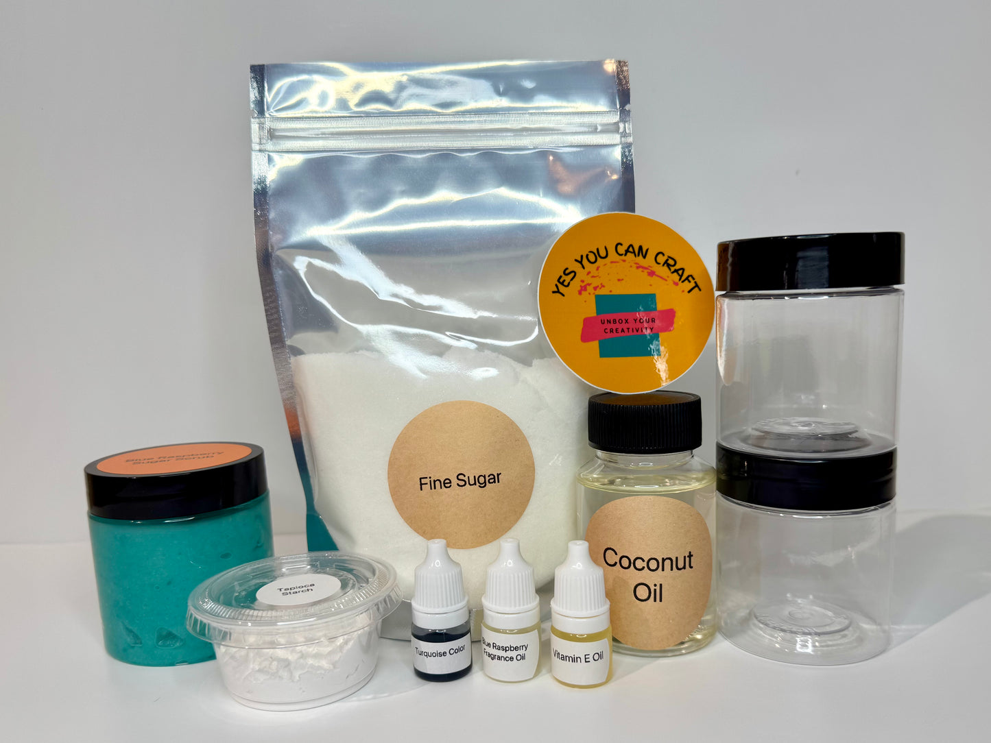 Sugar scrub making kit contents