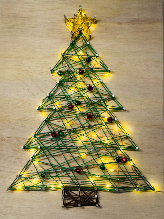 String Art Christmas Tree with White Fairy lights